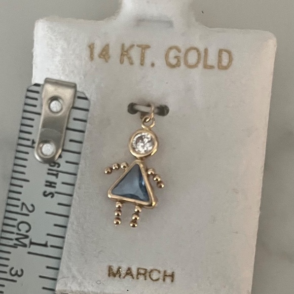 14 KT Gold Aquamarine March Birthstone Pendant - Picture 2 of 2